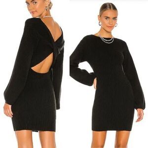 MAJORELLE Black Long Sleeve Dress Neva Mini sweater knit cut out Revolve S